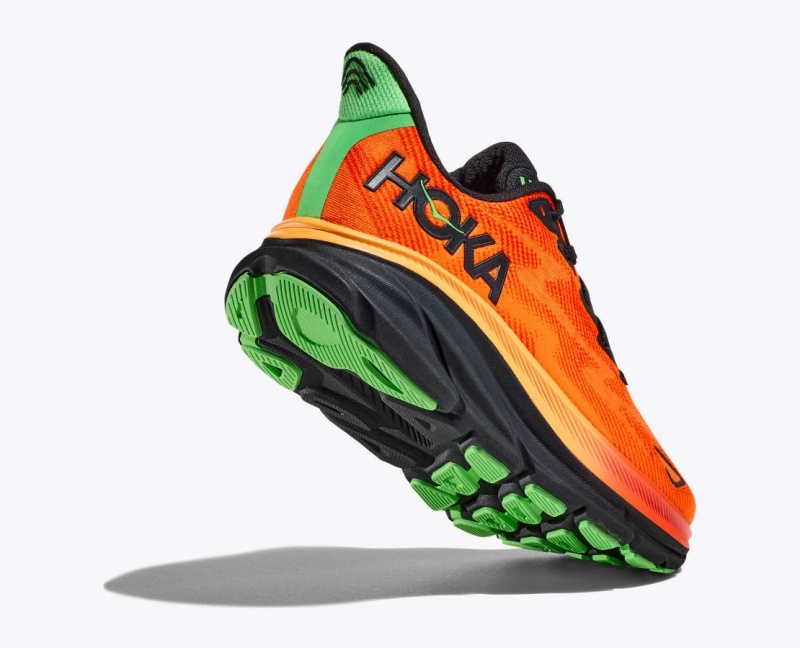 HOKA Clifton 9 Men's Running Shoes Dark Orange / Black | 150683HUQ