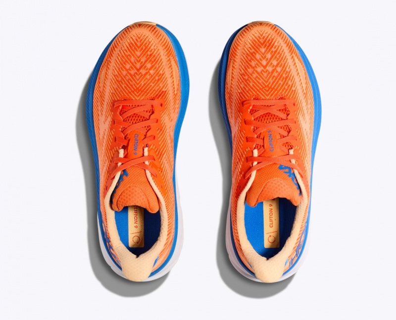 HOKA Clifton 9 Men's Running Shoes Orange / Blue | 624079GTN