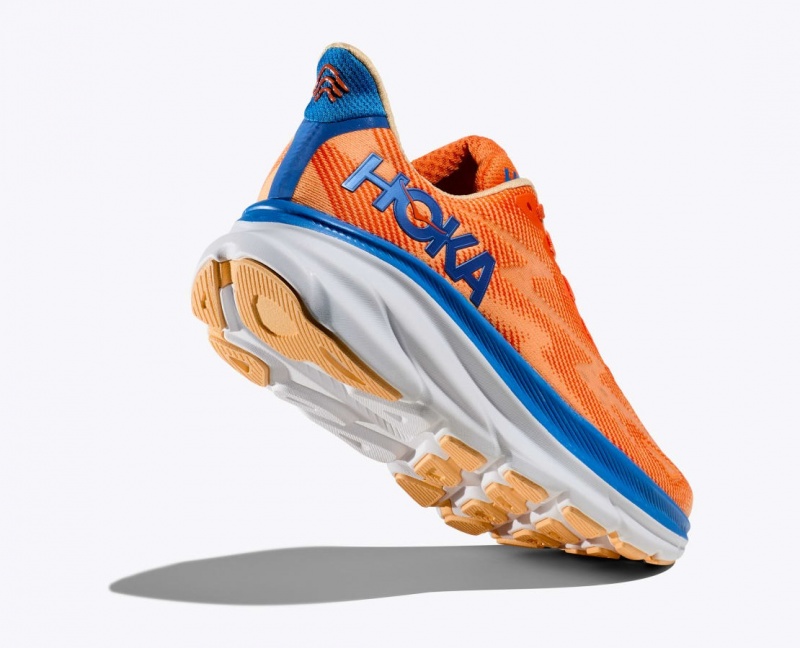 HOKA Clifton 9 Men's Running Shoes Orange / Blue | 624079GTN