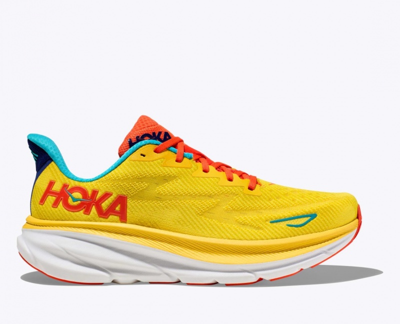 HOKA Clifton 9 Men\'s Running Shoes Yellow | 804639EWZ