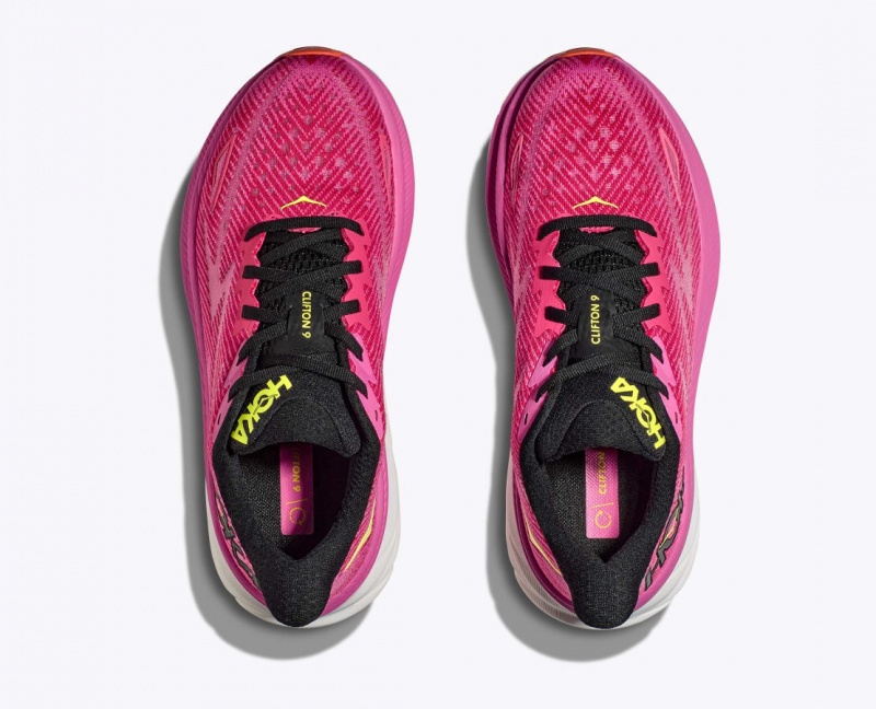 HOKA Clifton 9 Women's Running Shoes Pink / Black | 903247XNH