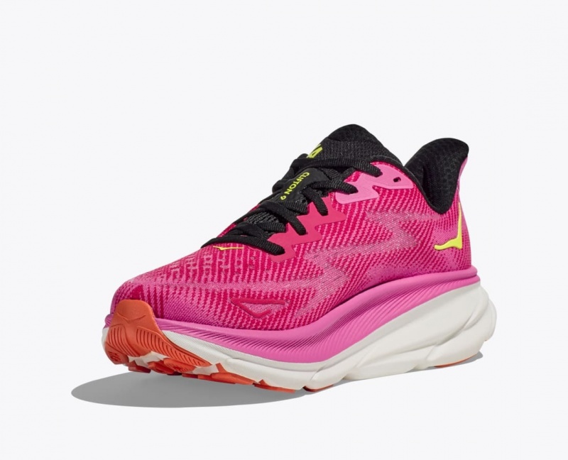 HOKA Clifton 9 Women's Running Shoes Pink / Black | 903247XNH