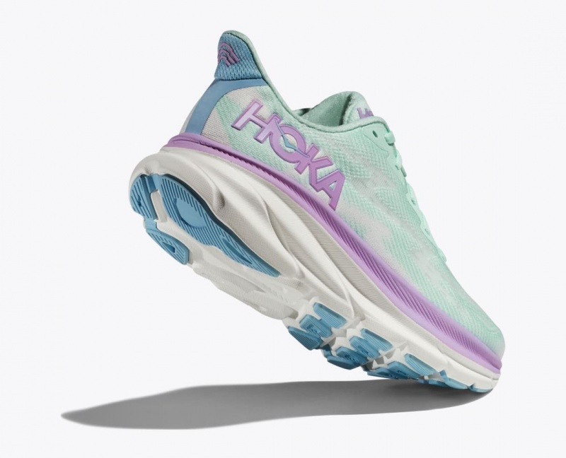 HOKA Clifton 9 Women's Running Shoes Turquoise / Purple | 471832IVS