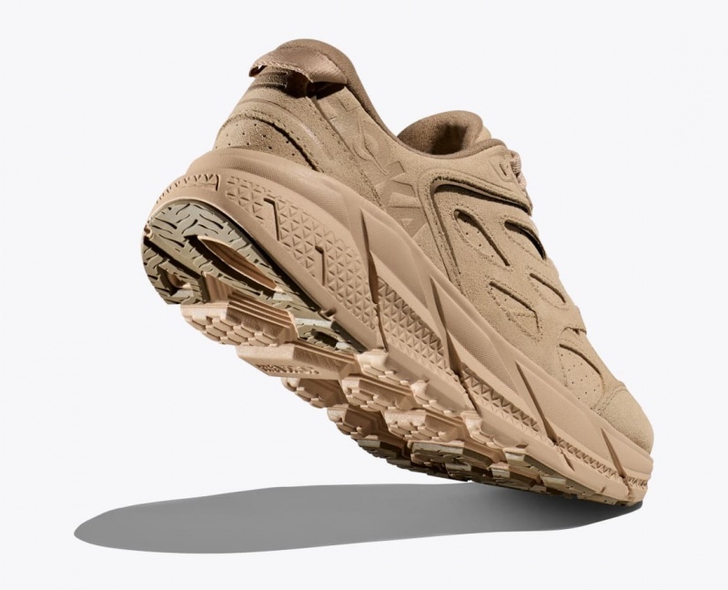 HOKA Clifton L Suede Women's Walking Shoes Beige | 850621VGY