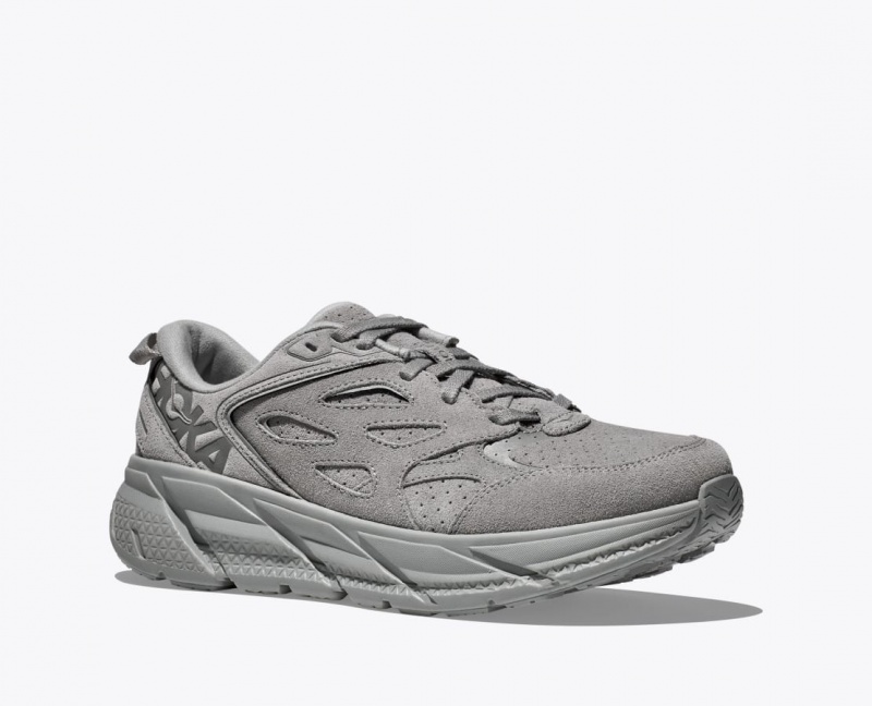 HOKA Clifton L Suede Women's Walking Shoes Dark Grey | 470892HTM