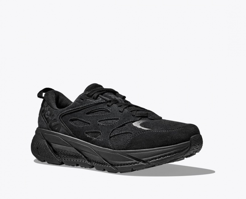 HOKA Clifton L Suede Women's Walking Shoes Black | 703829OYR