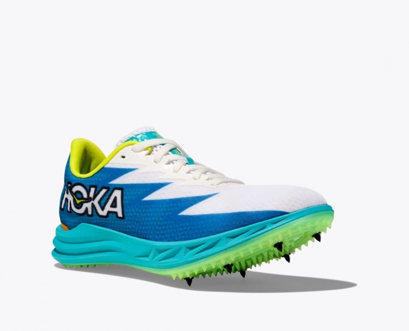 HOKA Crescendo MD Men's Track Spikes White / Blue | 307926KIJ