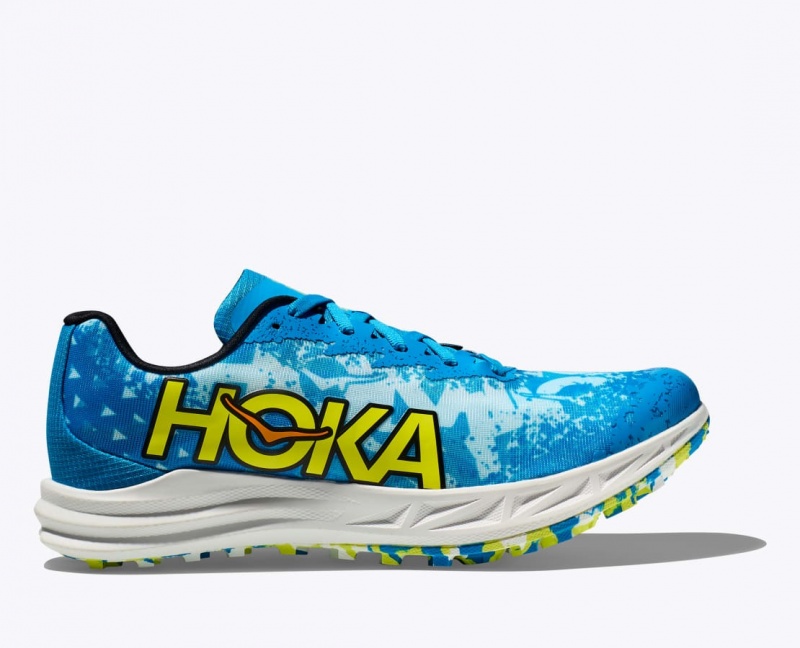 HOKA Crescendo XC Spikeless Men\'s Track Spikes Blue / Green | 561320MDI