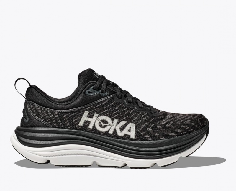 HOKA Gaviota 5 Men\'s Running Shoes Black / White | 298503LVS