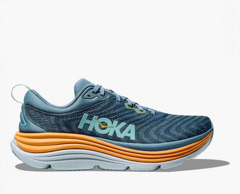 HOKA Gaviota 5 Men\'s Running Shoes Blue / Orange | 285136FDE