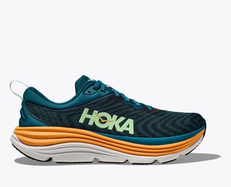 HOKA Gaviota 5 Men\'s Running Shoes Dark Turquoise / Black | 178469PVL