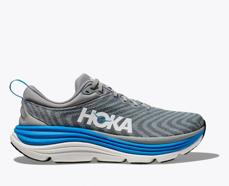 HOKA Gaviota 5 Men\'s Running Shoes Grey / Blue | 021893ZCP