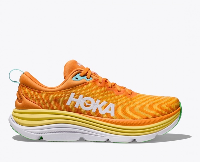 HOKA Gaviota 5 Men\'s Running Shoes Orange / Yellow | 017483YQH