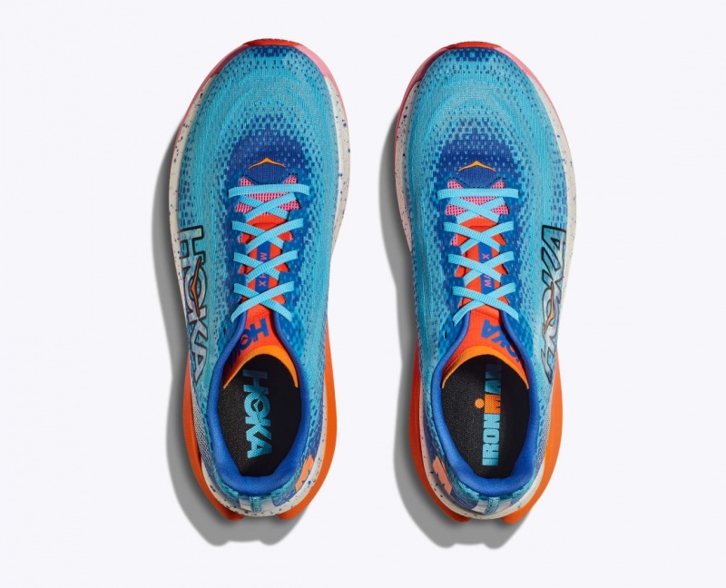 HOKA IRONMAN Mach X Men's Running Shoes Blue / White / Coral | 723568TVH