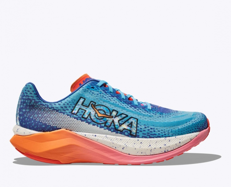 HOKA IRONMAN Mach X Men\'s Running Shoes Blue / White / Coral | 723568TVH