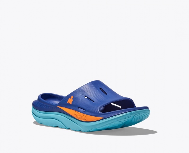 HOKA IRONMAN Ora Recovery Women's Slide Blue | 650743UZV