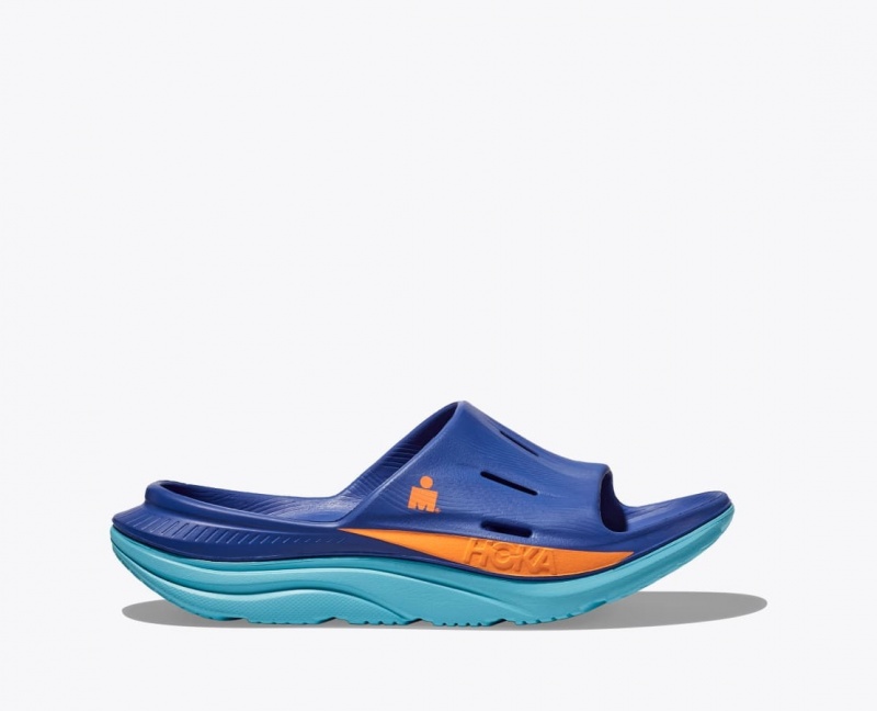 HOKA IRONMAN Ora Recovery Women\'s Slide Blue | 650743UZV