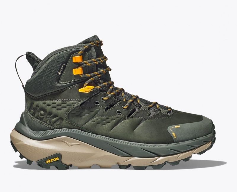 HOKA Kaha 2 GTX Men\'s Hiking Boots Dark Green | 348701DFC