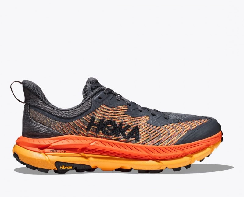 HOKA Mafate Speed 4 Men\'s Trail Running Shoes Dark Grey / Orange | 139760AFW