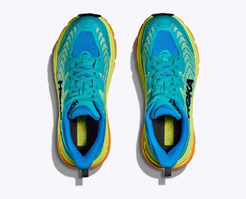 HOKA Mafate Speed 4 Men's Trail Running Shoes Turquoise / Green / Orange | 894726IUA