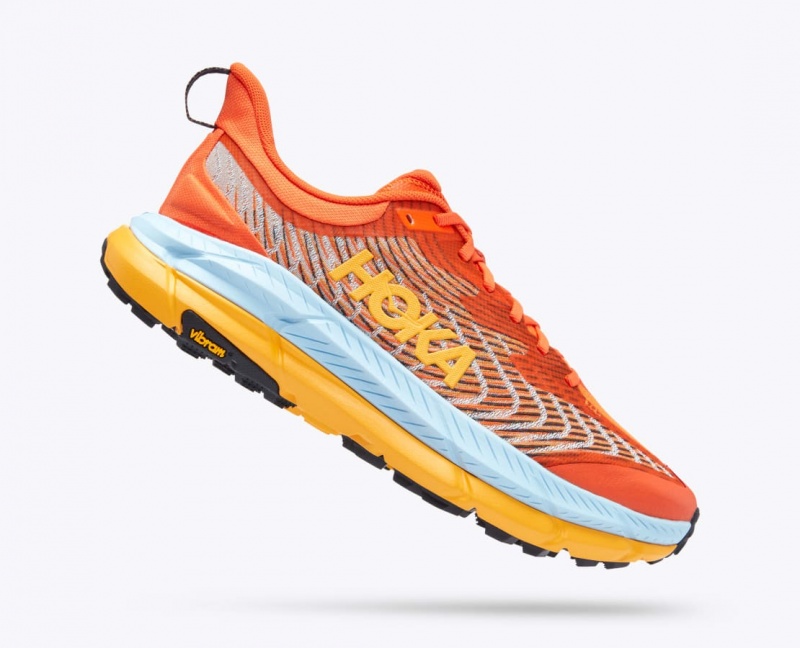 HOKA Mafate Speed 4 Men's Trail Running Shoes Coral / Light Blue / Orange | 250839YHP