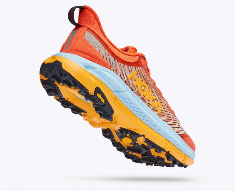 HOKA Mafate Speed 4 Men's Trail Running Shoes Coral / Light Blue / Orange | 250839YHP