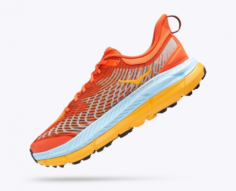 HOKA Mafate Speed 4 Men's Trail Running Shoes Coral / Light Blue / Orange | 250839YHP