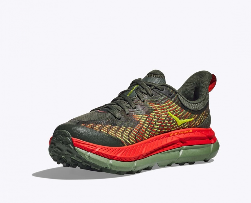 HOKA Mafate Speed 4 Men's Trail Running Shoes Olive / Red | 297618GQU