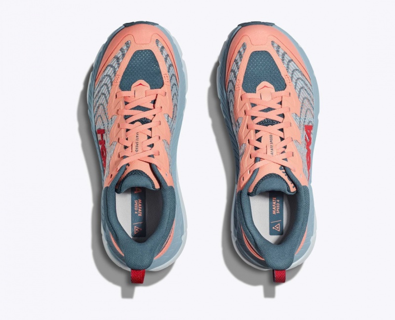 HOKA Mafate Speed 4 Women's Trail Running Shoes Grey / Coral | 145296CMW