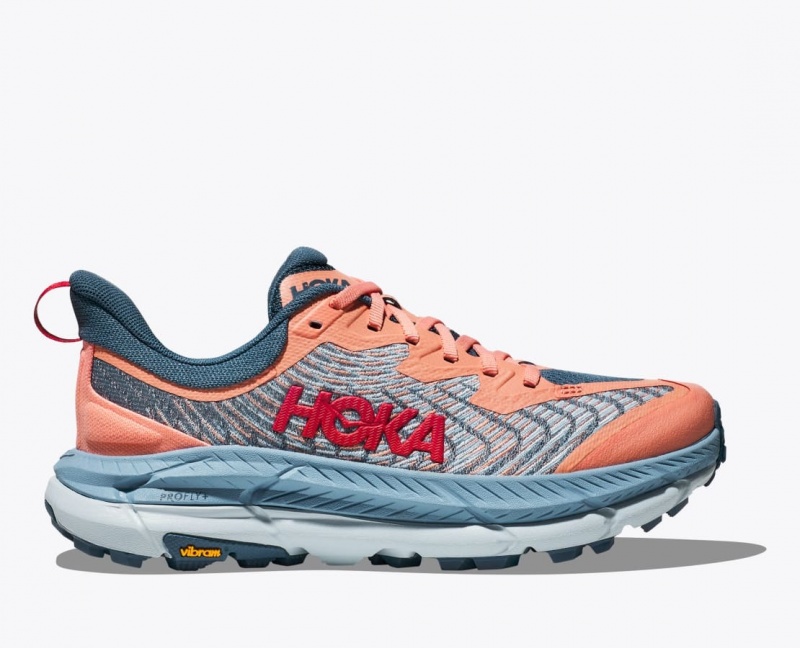 HOKA Mafate Speed 4 Women\'s Trail Running Shoes Grey / Coral | 145296CMW