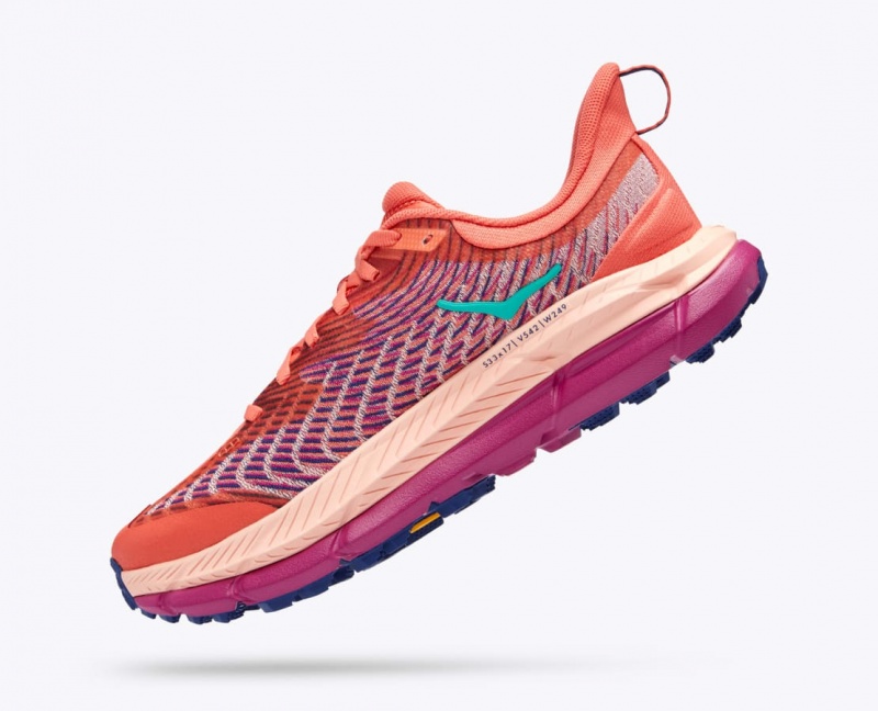 HOKA Mafate Speed 4 Women's Trail Running Shoes Coral / Red | 739680LSZ