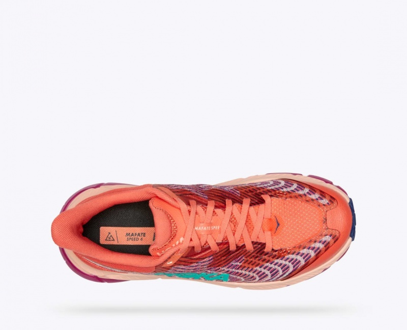 HOKA Mafate Speed 4 Women's Trail Running Shoes Coral / Red | 739680LSZ