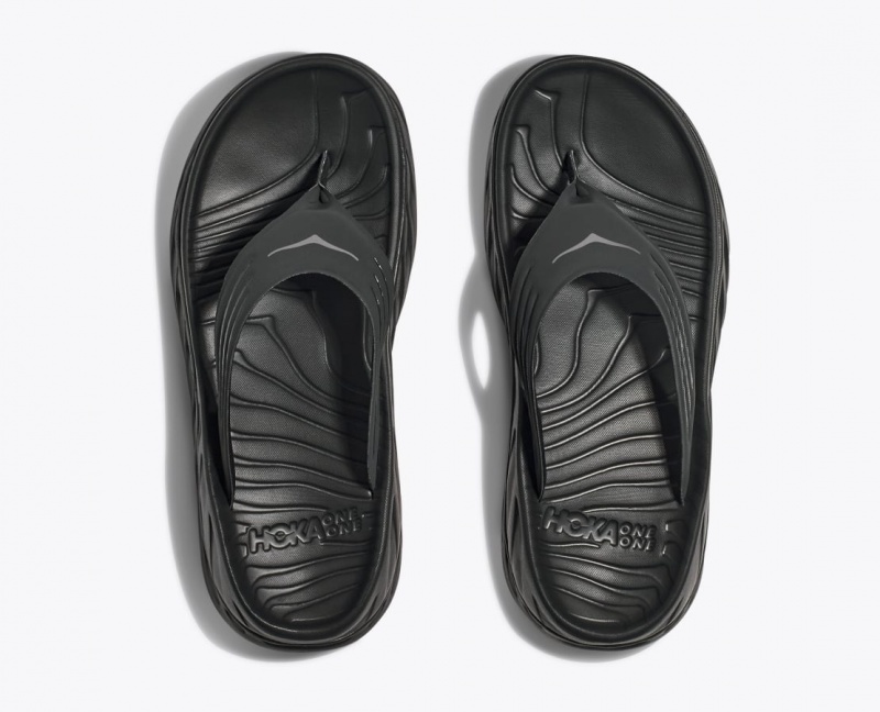 HOKA ORA Recovery Men's Flip Flops Black | 624809NXP