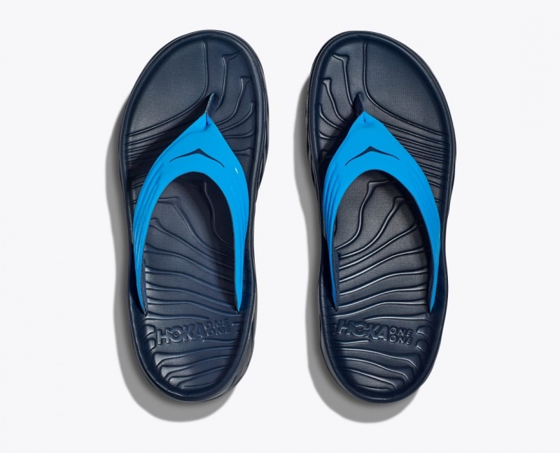 HOKA ORA Recovery Men's Flip Flops Blue / Black | 237086MPA