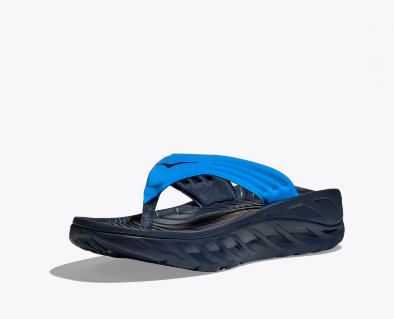 HOKA ORA Recovery Men's Flip Flops Blue / Black | 237086MPA