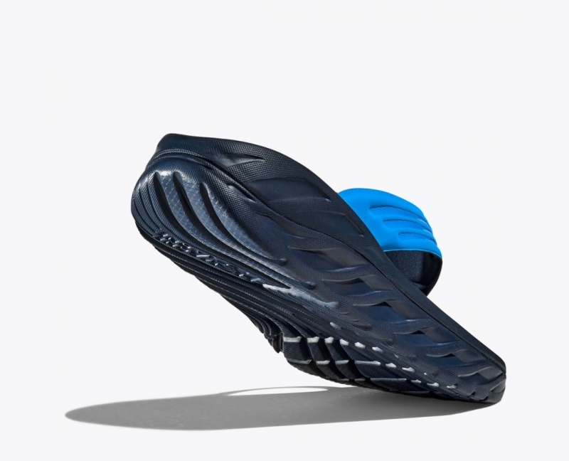 HOKA ORA Recovery Men's Flip Flops Blue / Black | 237086MPA