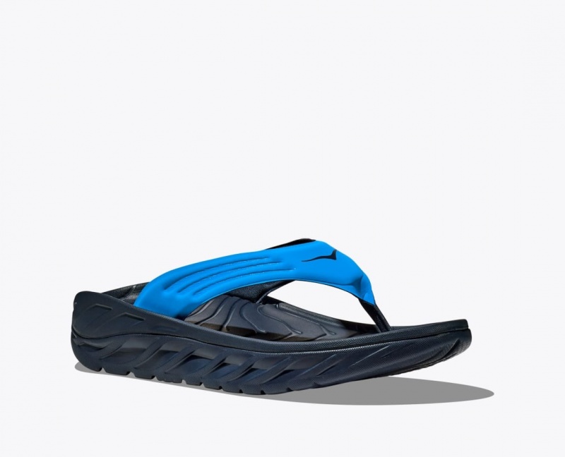 HOKA ORA Recovery Men's Flip Flops Blue / Black | 237086MPA