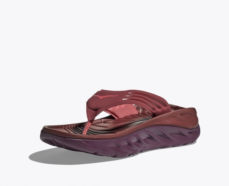 HOKA ORA Recovery Men's Flip Flops Dark Red | 915624SEU