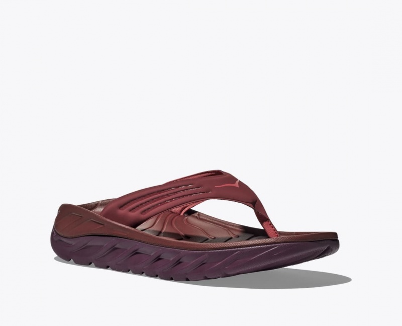 HOKA ORA Recovery Men's Flip Flops Dark Red | 915624SEU