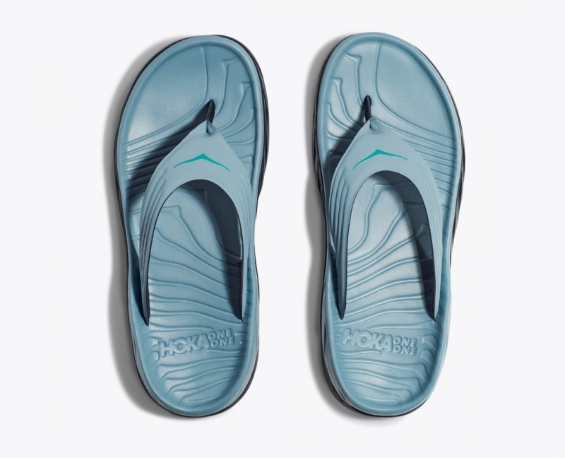 HOKA ORA Recovery Men's Flip Flops Light Blue / Black | 549823AKT