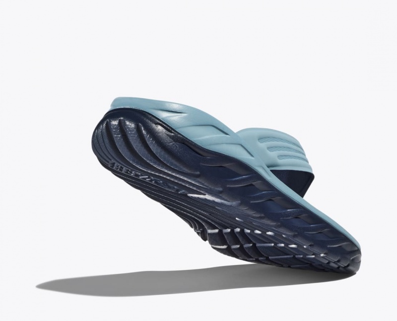 HOKA ORA Recovery Men's Flip Flops Light Blue / Black | 549823AKT