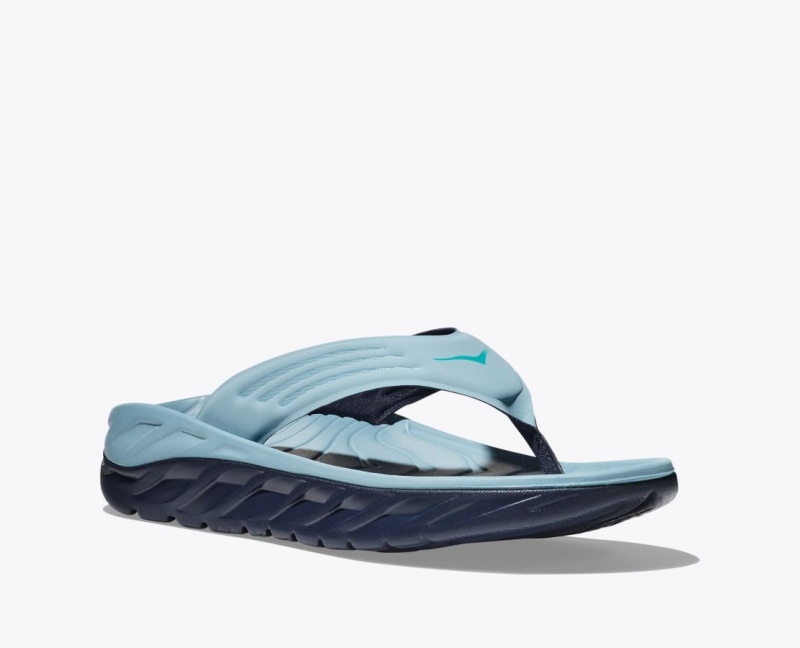 HOKA ORA Recovery Men's Flip Flops Light Blue / Black | 549823AKT