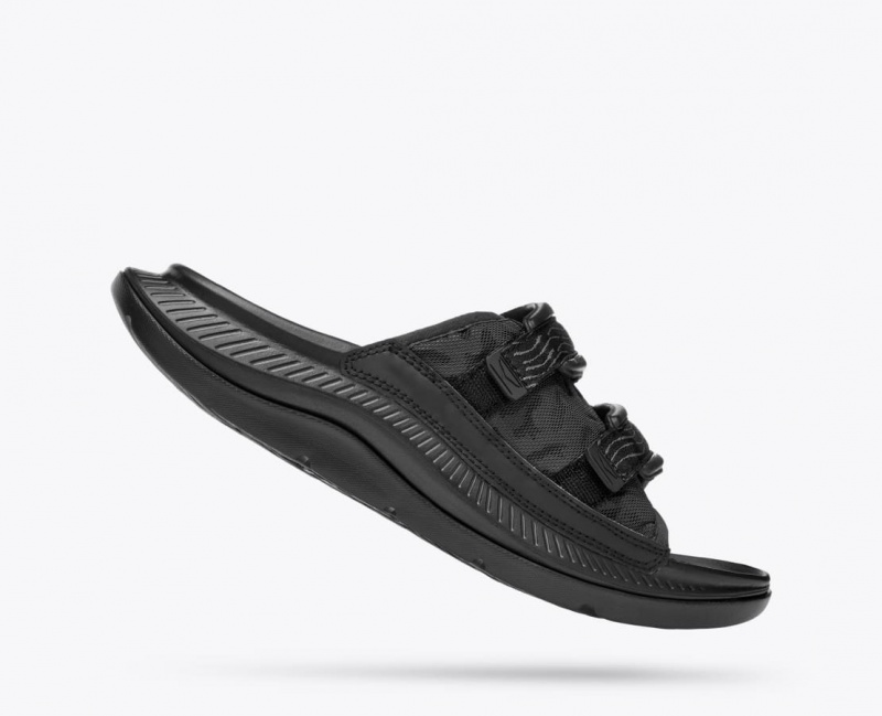 HOKA Ora Luxe Men's Slide Black | 158936PMX