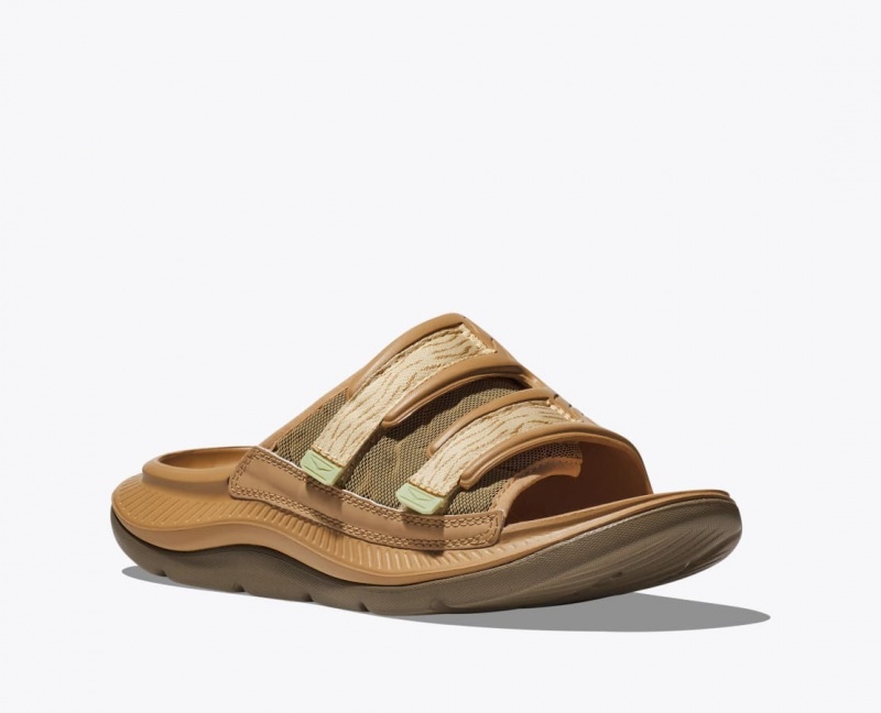 HOKA Ora Luxe Men's Slide Brown | 014298GVX