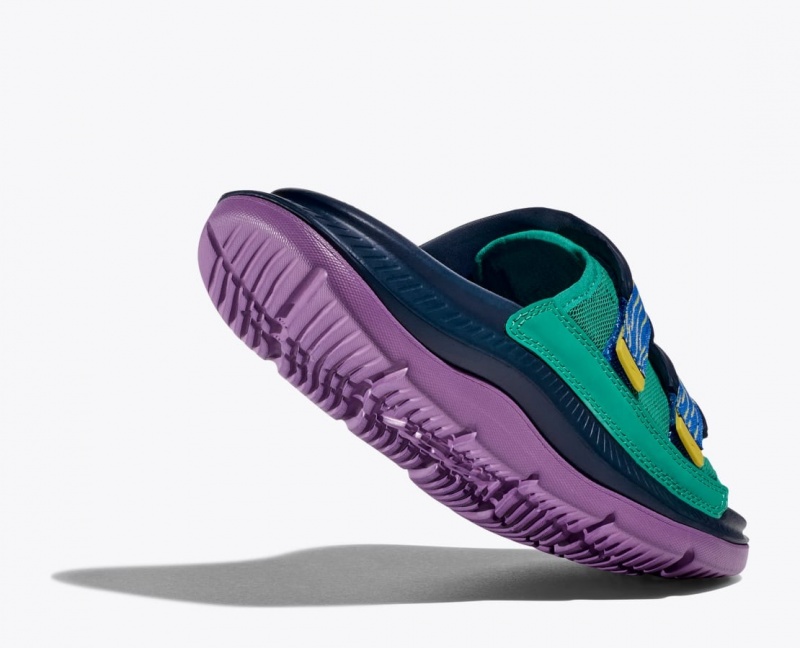 HOKA Ora Luxe Men's Slide Dark Blue / Green / Purple | 410835JAI