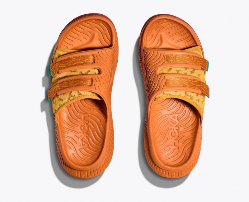 HOKA Ora Luxe Men's Slide Dark Orange | 509176TLG