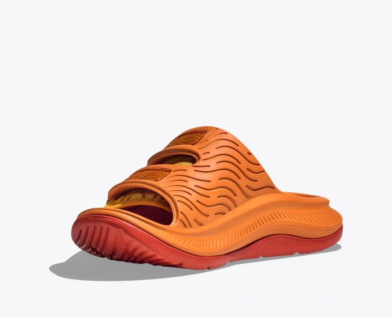 HOKA Ora Luxe Men's Slide Dark Orange | 509176TLG