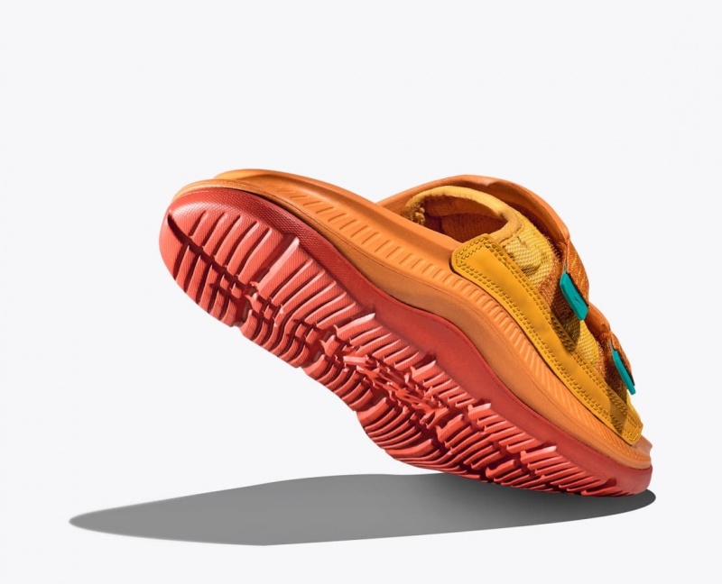 HOKA Ora Luxe Men's Slide Dark Orange | 509176TLG