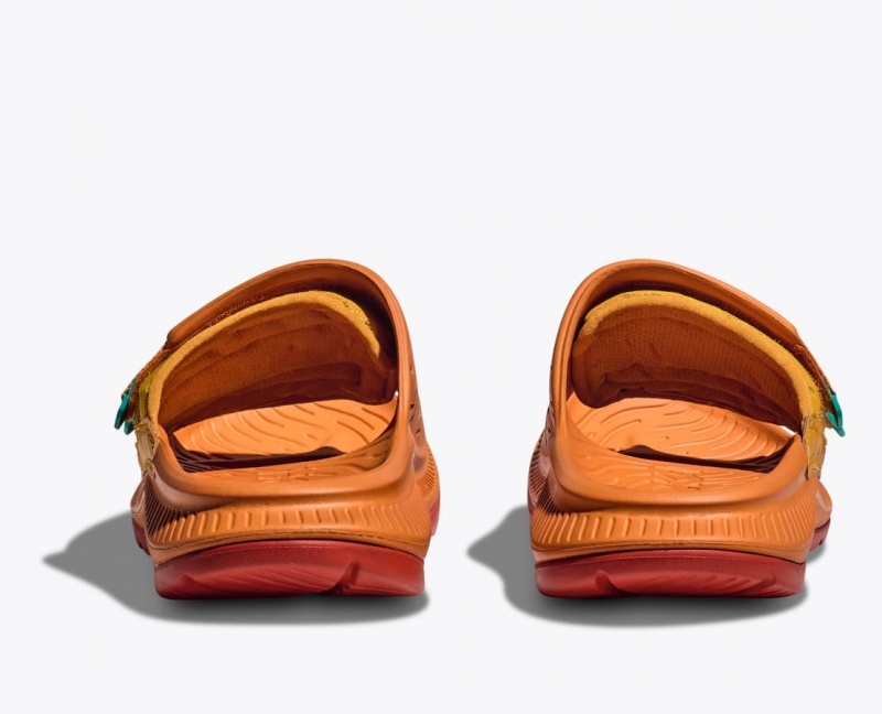 HOKA Ora Luxe Men's Slide Dark Orange | 509176TLG