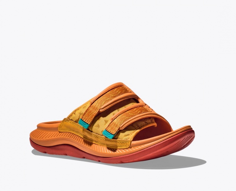 HOKA Ora Luxe Men's Slide Dark Orange | 509176TLG